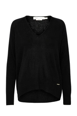 Svart V-ringad Premium Pullover Tröja