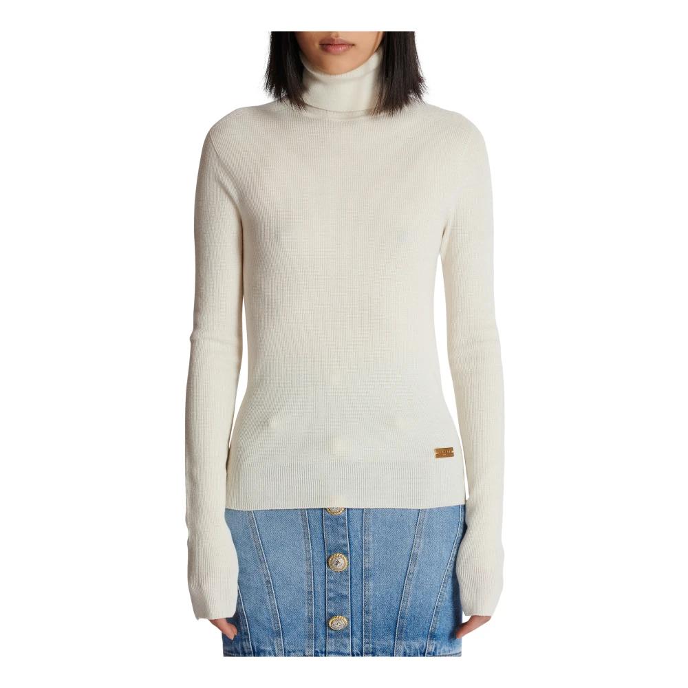 Balmain Gebreide coltrui Beige Dames