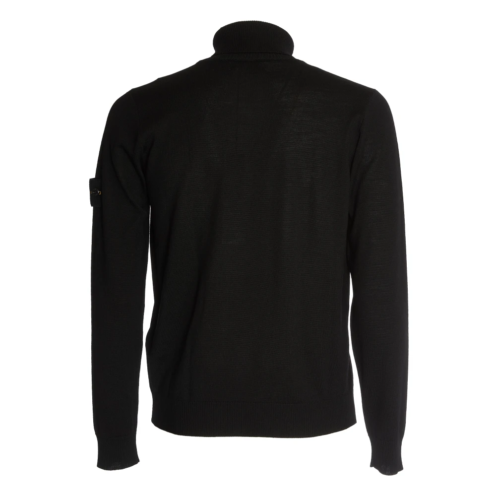 Stone Island Geribbelde Coltrui Sweater Aw24 Black Heren