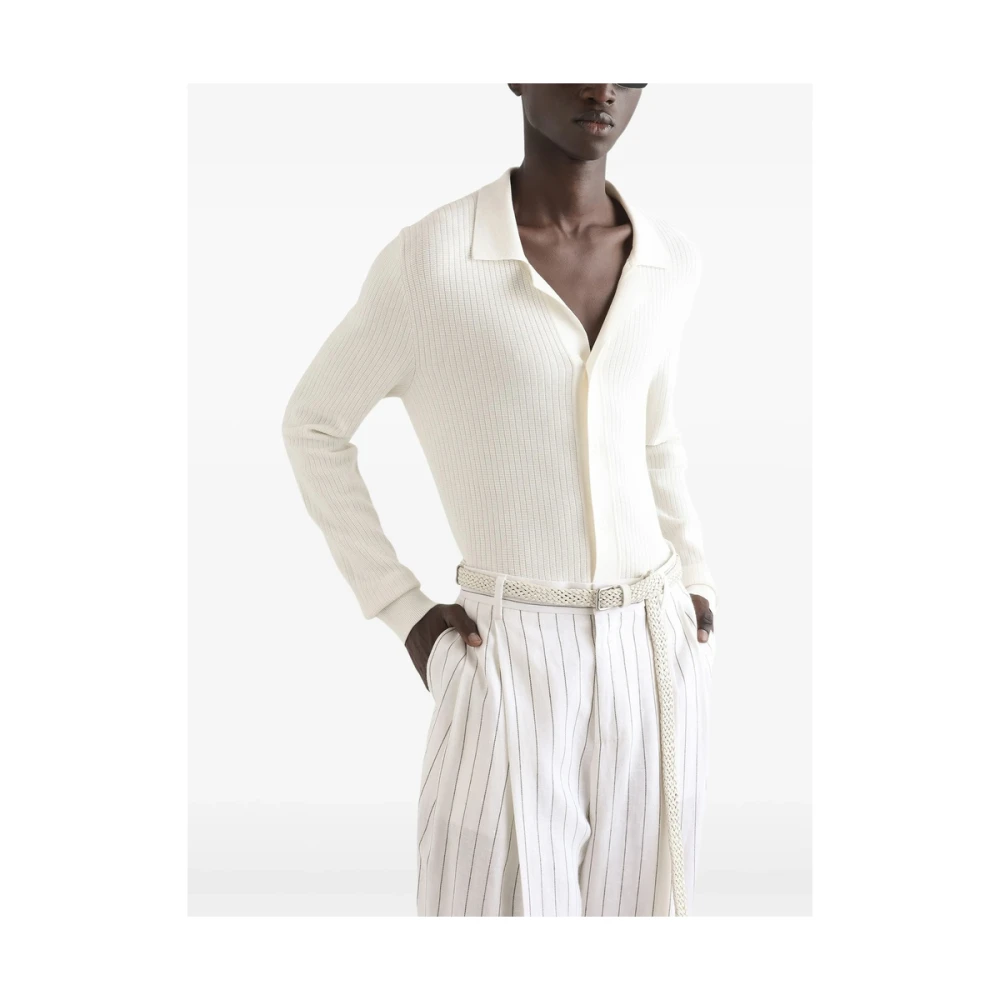 Dolce & Gabbana Witte Overhemd met Geribbelde Details White Heren