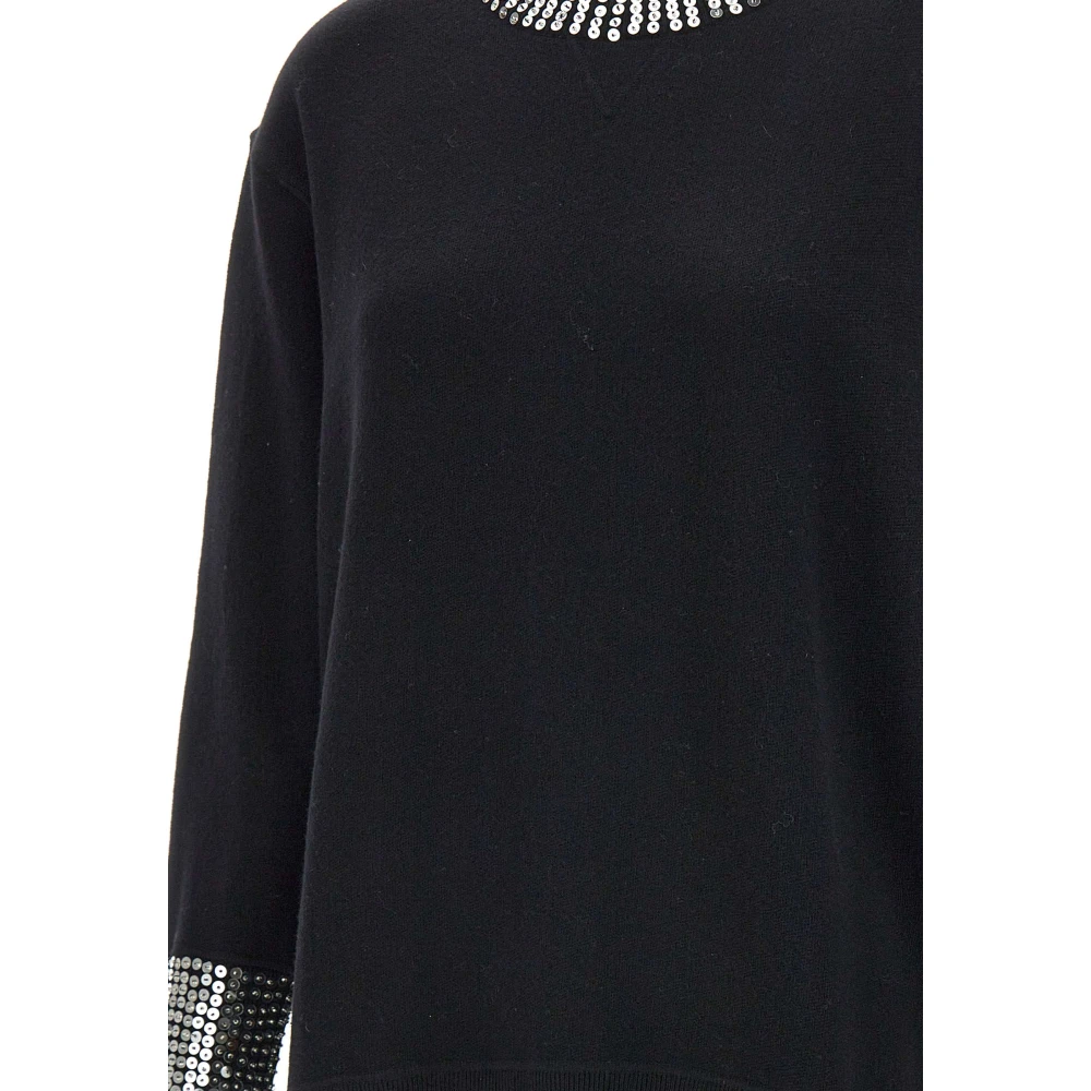 Kaos Zwarte paillet maxi trui Black Dames