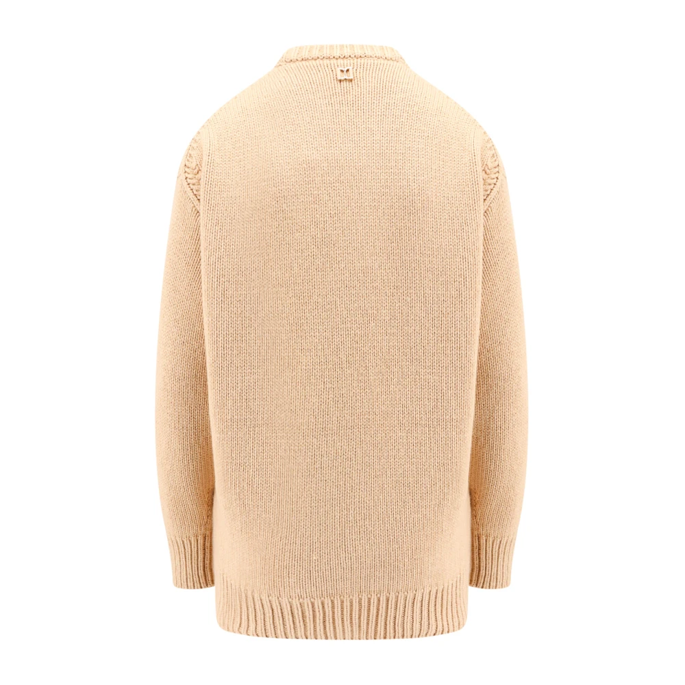Chloé Iconische Metalen Detail Katoen Kasjmier Trui Beige Dames