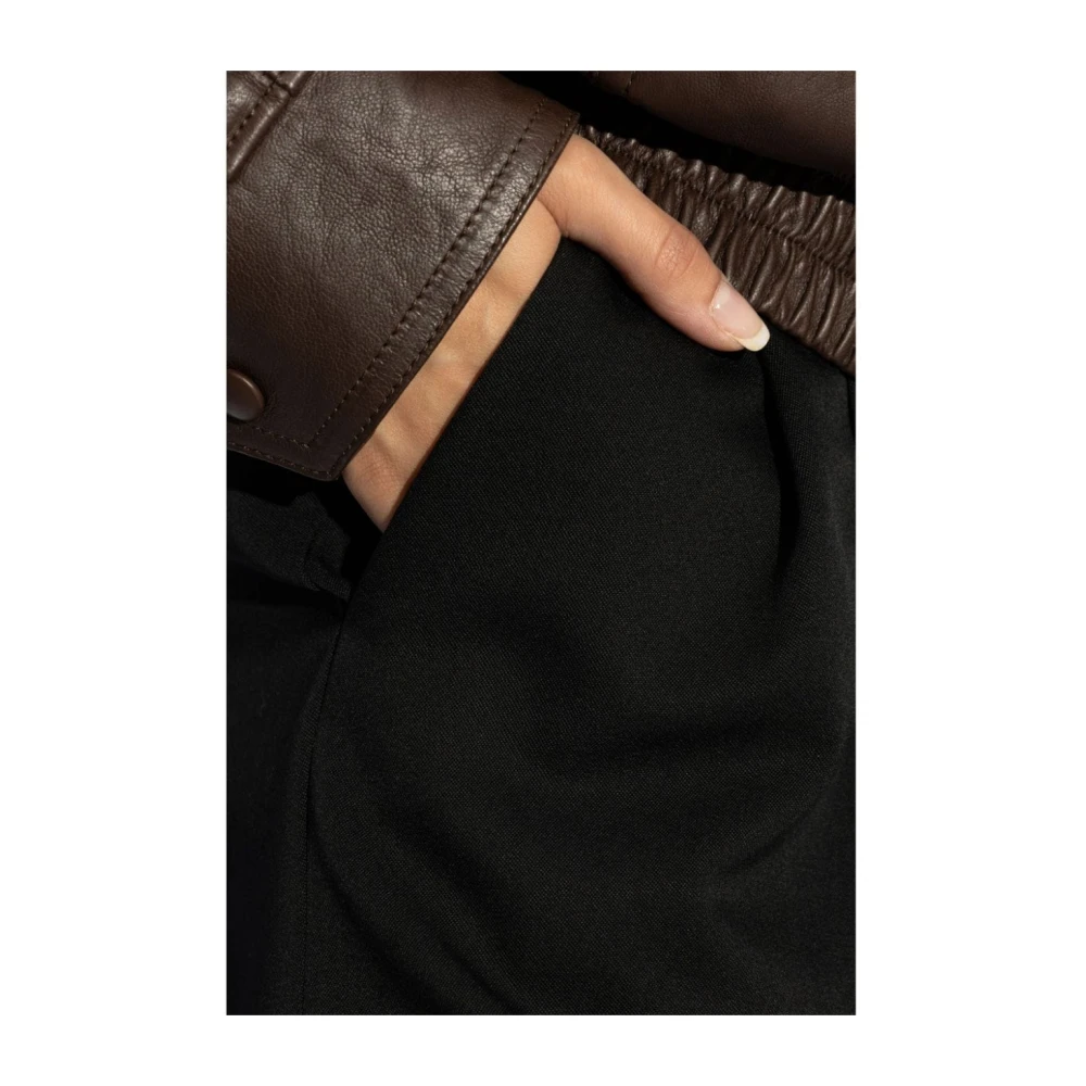 Saint Laurent Zwarte wollen broek met rechte pijpen Black Dames