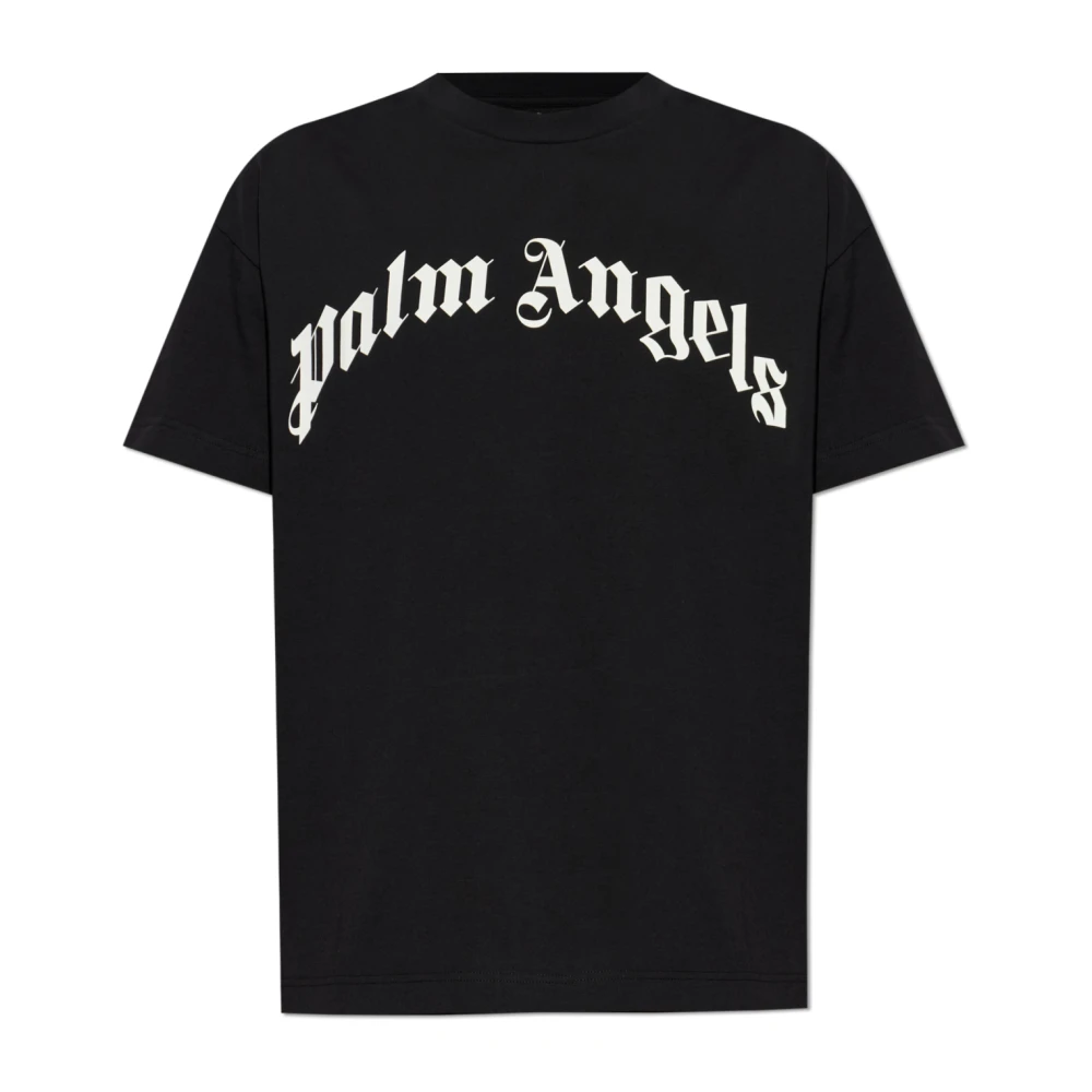 Palm Angels Men's Black Logo Print T-Shirt - T-Shirts - L - Tops