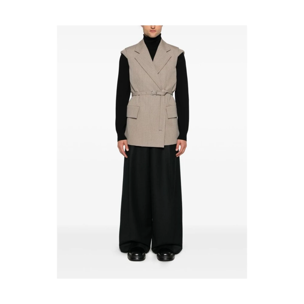 Dries Van Noten Zwarte Wijde Pijp Broek van Wol Black Heren