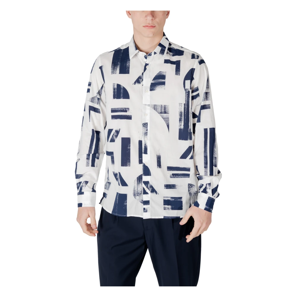 Antony Morato Blauwe Hooded Knoopshirt Lente Zomer Multicolor Heren