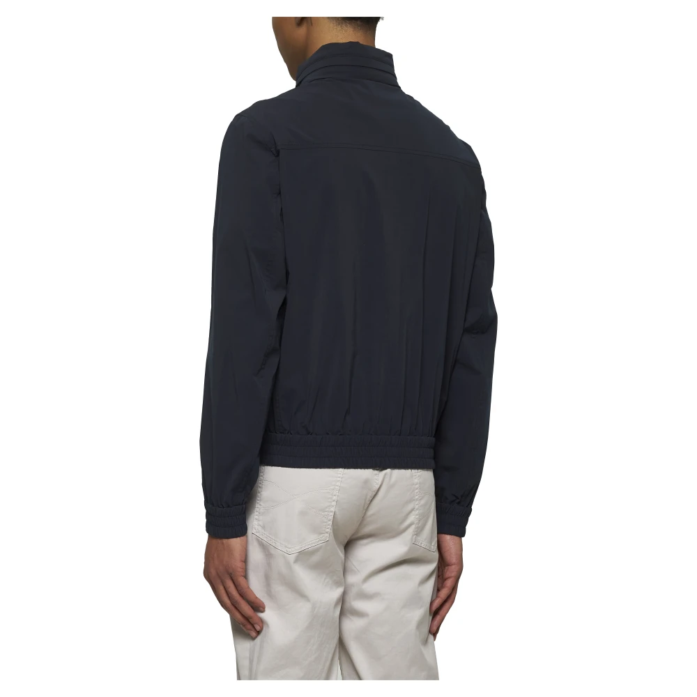 BRUNELLO CUCINELLI Blauwe Katoenen Jas met Opstaande Kraag Blue Heren