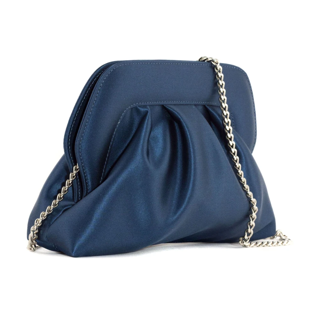 Roberto Festa Navy Blue Satin Ophelia Clutch Blue Dames