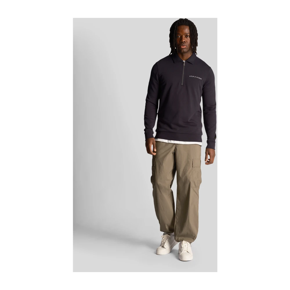 Lyle & Scott Geborduurde Sweatshirt met Kraag Blue Heren