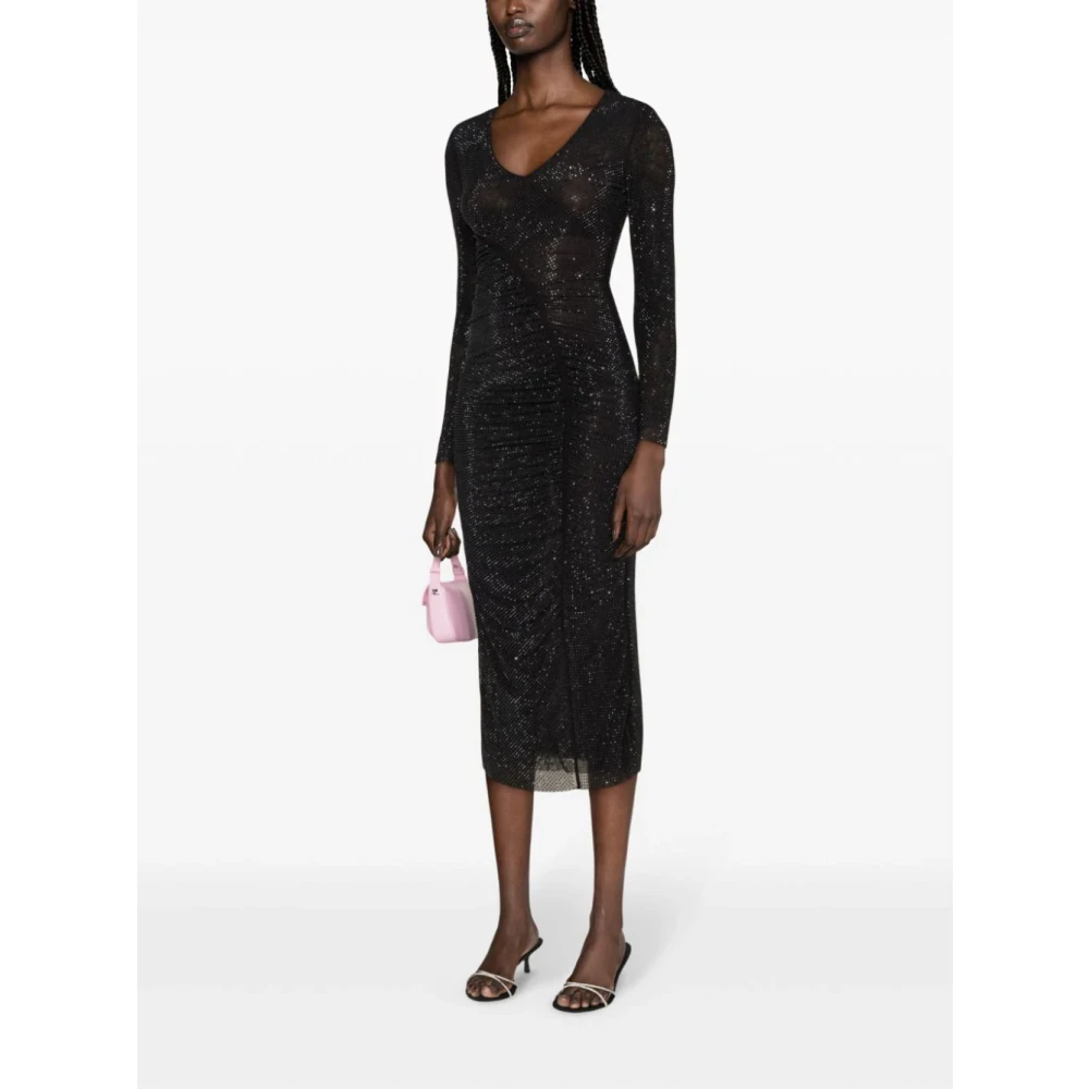 Self Portrait Zwarte Jurk met Str Steentjes Black Dames