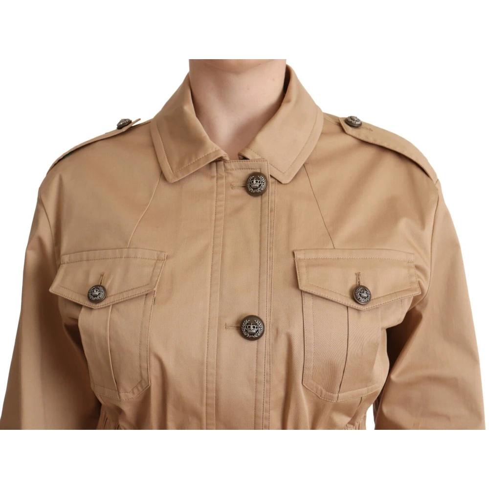 Dolce & Gabbana Beige Katoenen Lange Mouwen Kraagjas Beige Dames