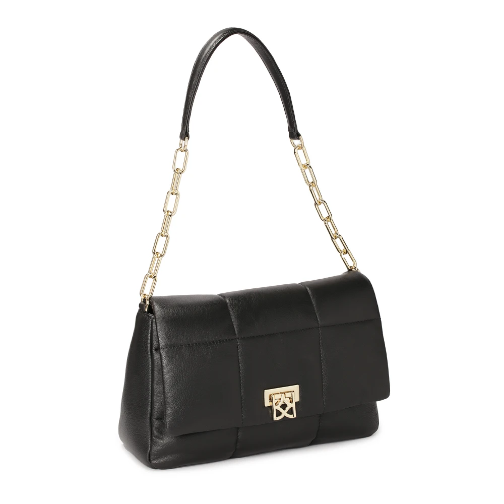 Kazar Zachte leren klep handtas Black Dames