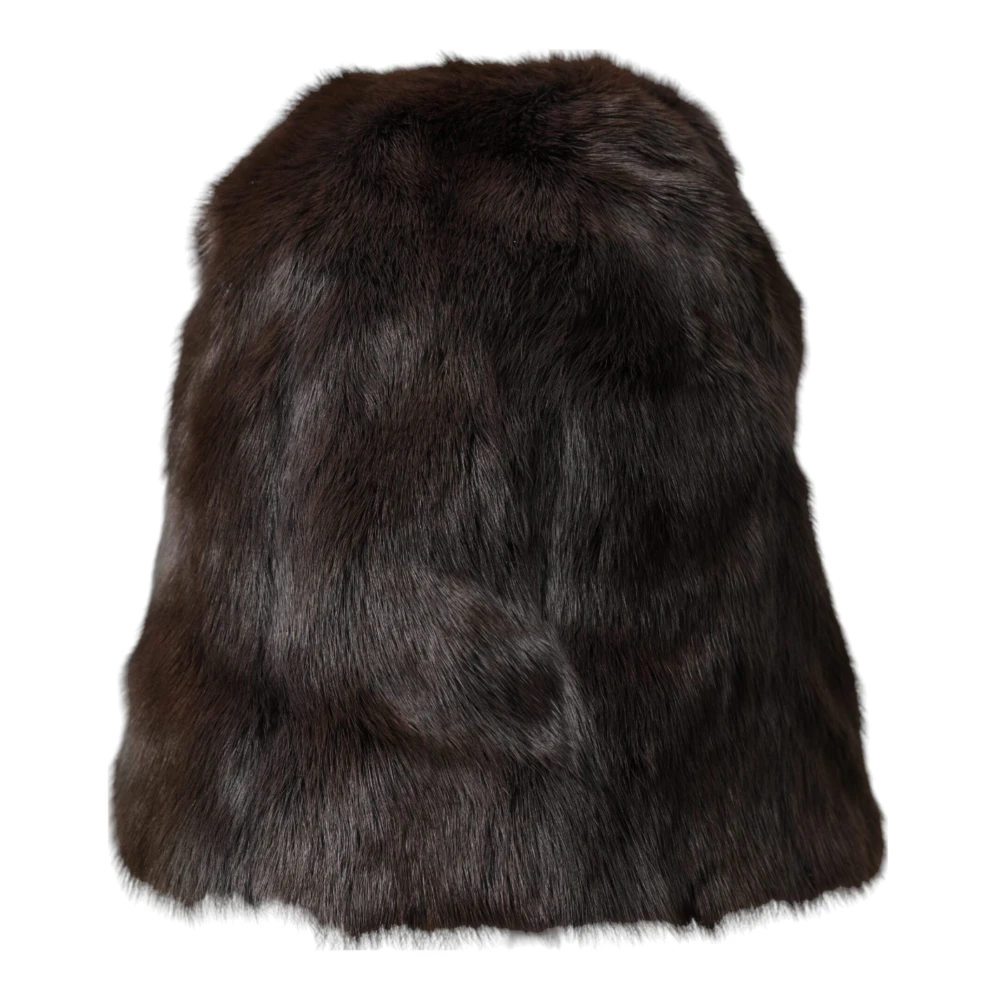 Dolce & Gabbana Unisex Brown Weasel Fur Cashmere Beanie Hat