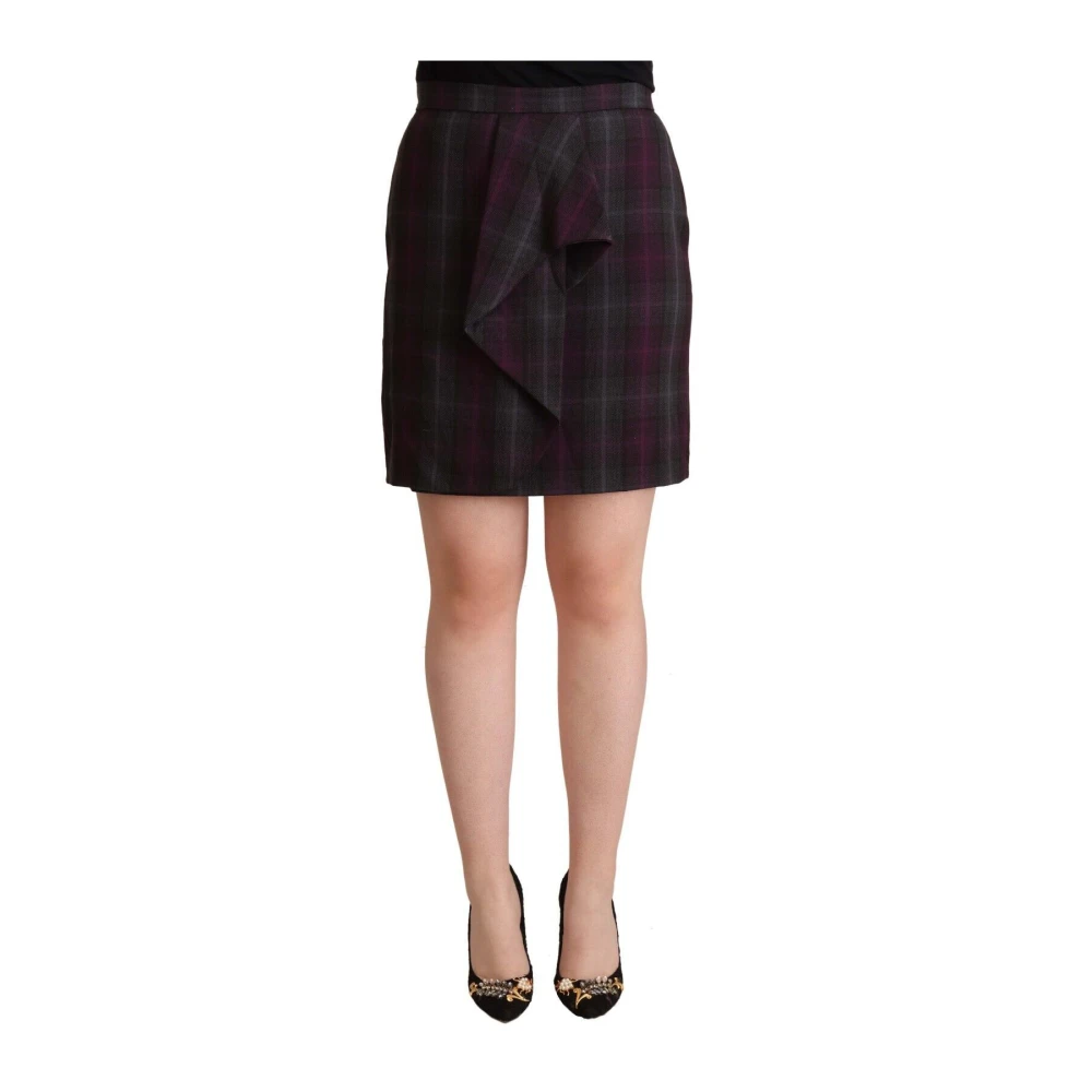Bencivenga Women's Multicolor Short Skirts, S, Elegant High Waisted Checkered Skirt