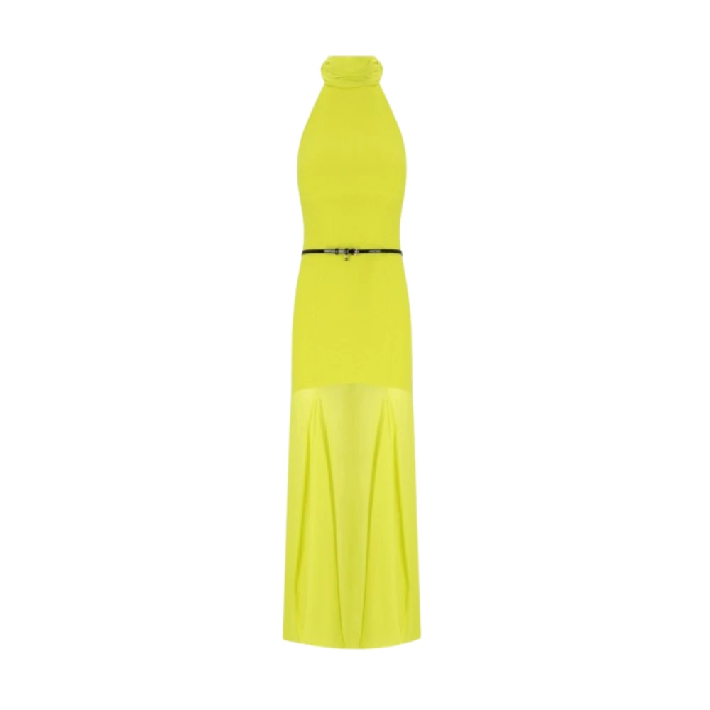 Elisabetta Franchi Green Maxi Dresses, Female, L, Long Flared Dress