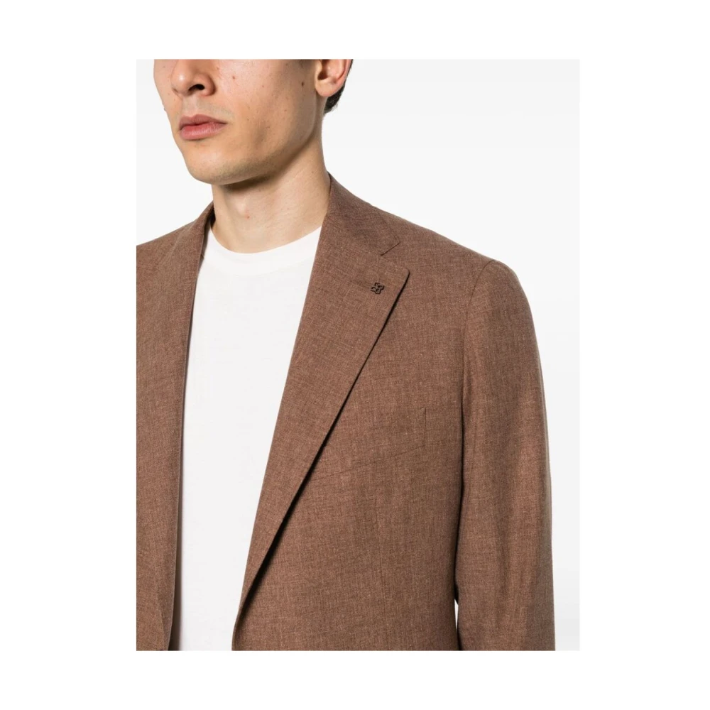 Tagliatore Bruine wollen blend blazer en broek Brown Heren