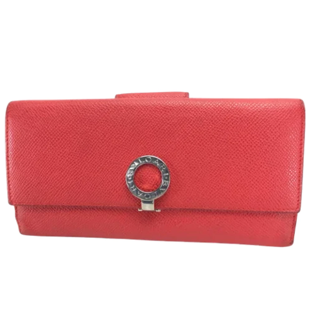 Bvlgari Vintage Pre-owned Leather wallets Red Dames