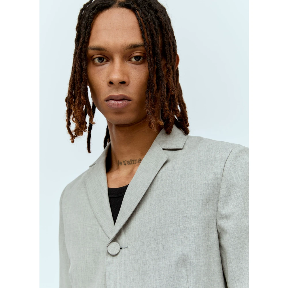 Aaron Esh Peplum Cut-Away Blazer Gray Heren