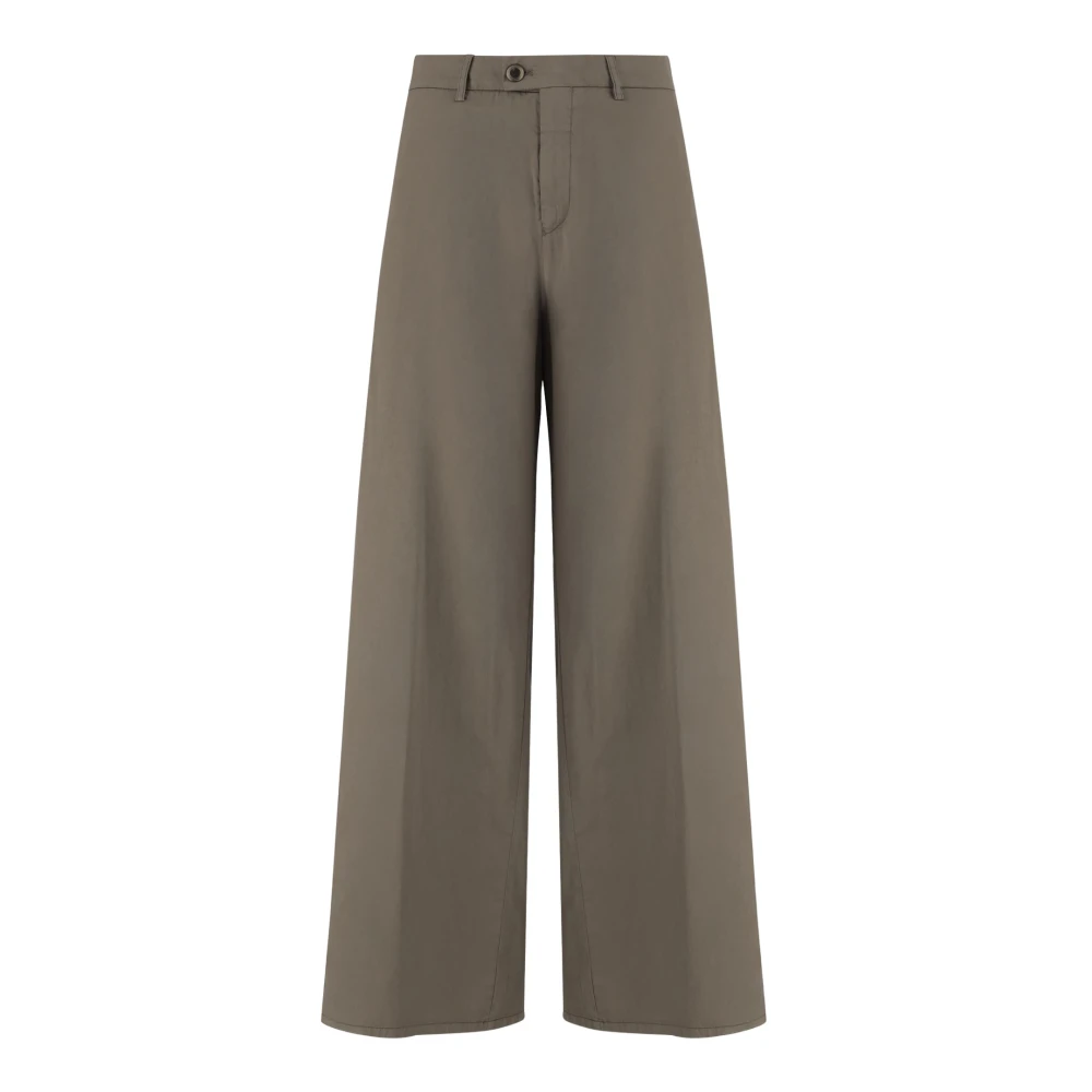 Berwich Zijden Katoenen Wijde Pijp Broek Bruin Brown Dames