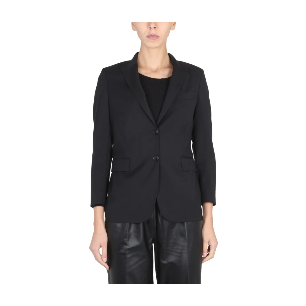 Saulina Klassieke Blazer met Piekrevers Black Dames