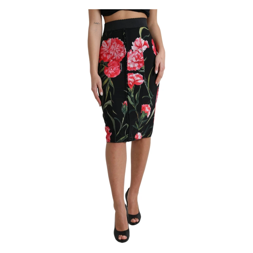 Dolce & Gabbana Women's Multicolor Midi Skirts, 3XS, Floral High Waist Knee Length Skirt