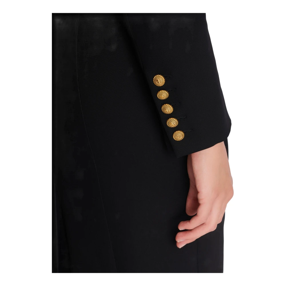 Balmain Gestructureerde Crêpe Lange Jurk Black Dames