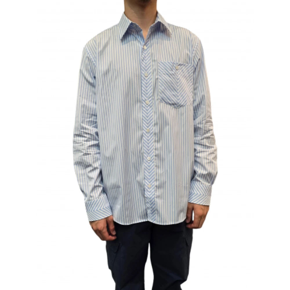 Paul Smith Blauw en wit gestreept katoenen overhemd Blue Heren