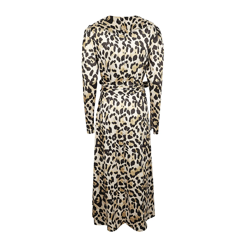 5Progress Lange Gevlekte Jurk met Ruches Beige Dames