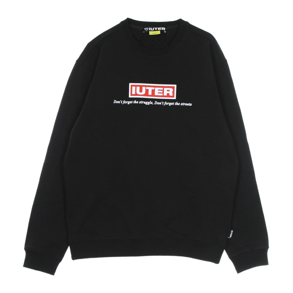 Iuter Zwarte Lichtgewicht Crewneck Sweatshirt Lange Mouw Black Heren