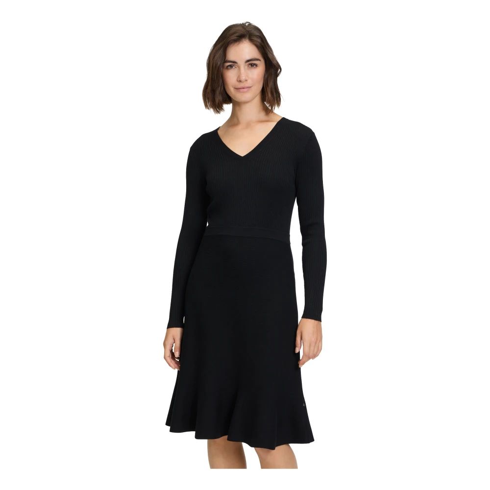 Vera Mont Elegant V-Neck Knit Dress Black Dames