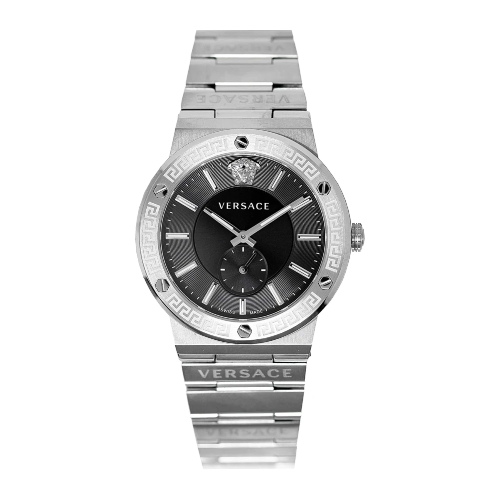Versace , Watches, Male, Gray, One Size, Men's Watch Greca Logo 41 D/Blk Band With Logo Vevi007 20 - Image 1