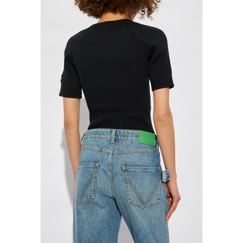 Bottega Veneta Top met een logopatch Black Dames