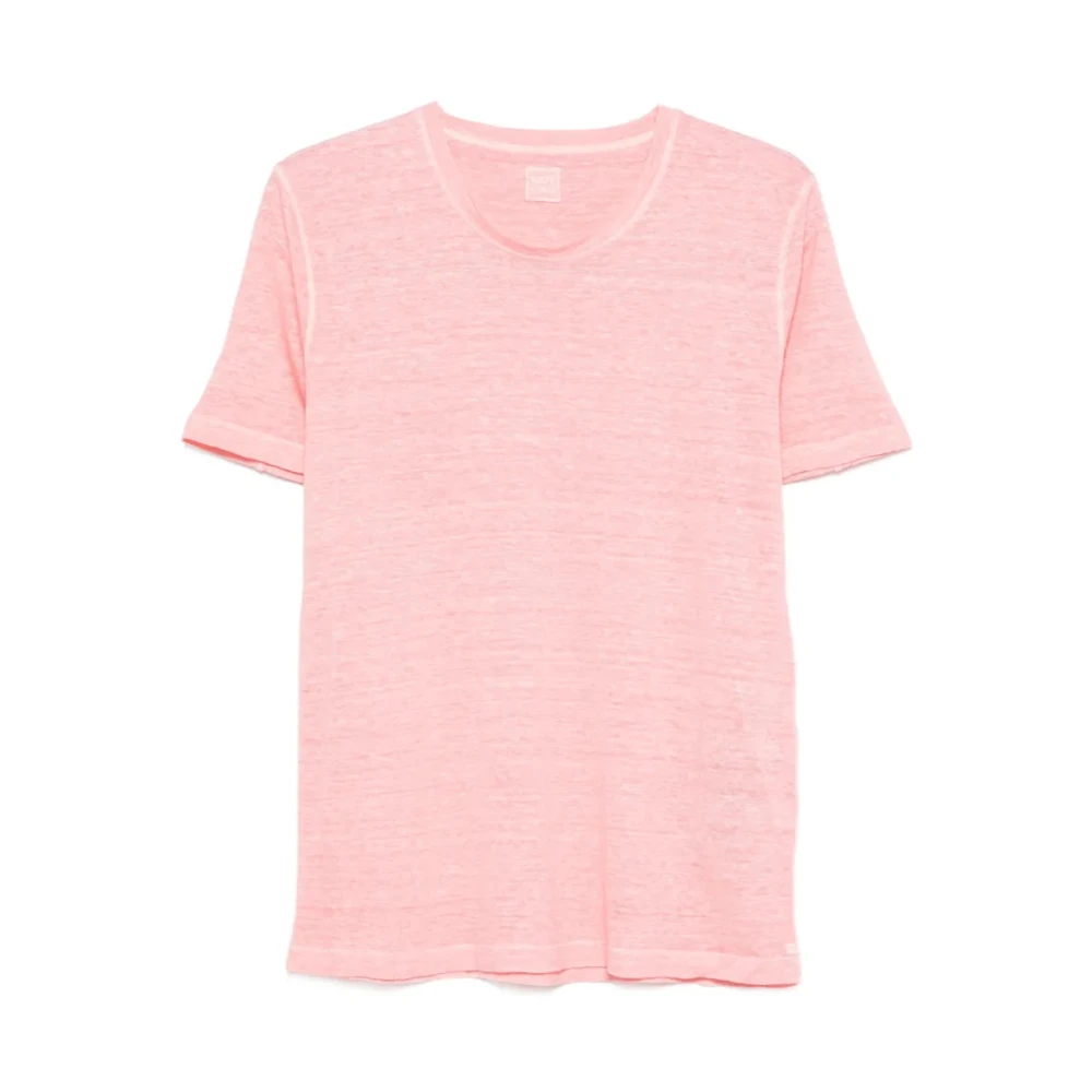 120% Lino Pink Regular Fit Crewneck T-Shirt - Male - T-Shirts - M - Tops
