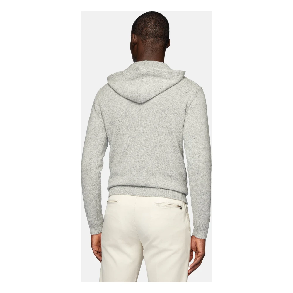 Boggi Milano Cashmere Half-Zip Hoodie Gray Heren