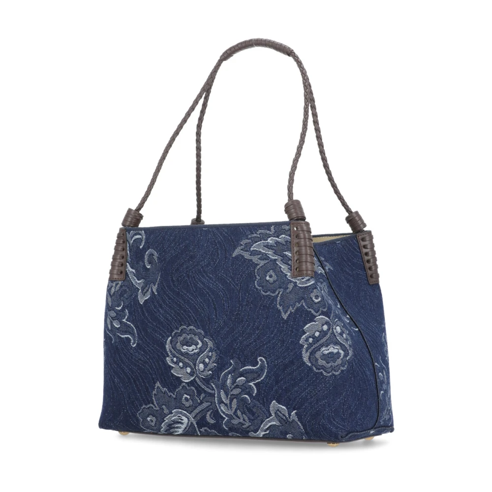 ETRO Blauwe Katoenen en Leren Dames Tas Blue Dames