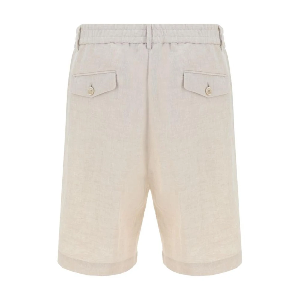 BRUNELLO CUCINELLI Elastische taille linnen Bermuda shorts White Heren