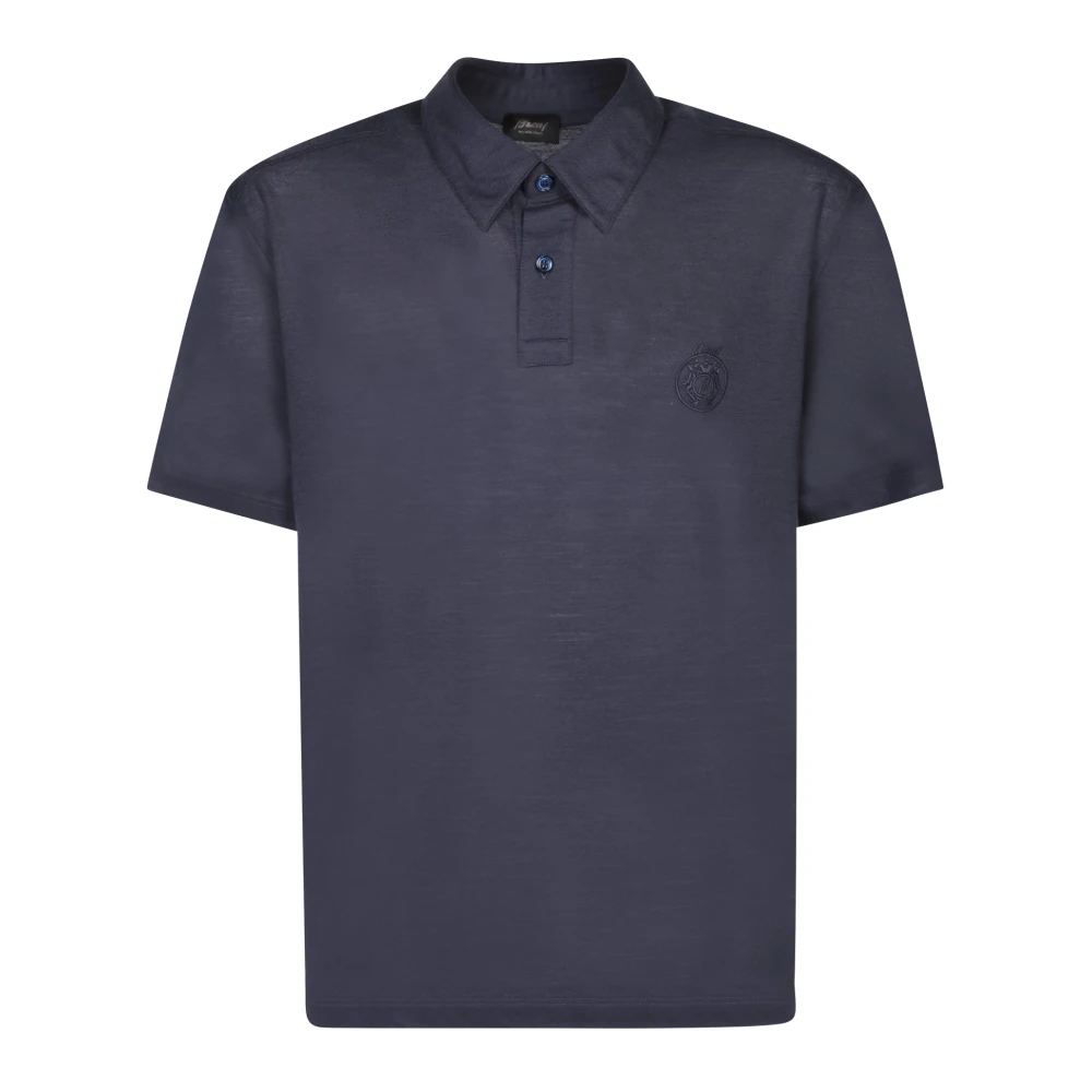 Brioni Geborduurd Logo Polo Shirt Blue Heren