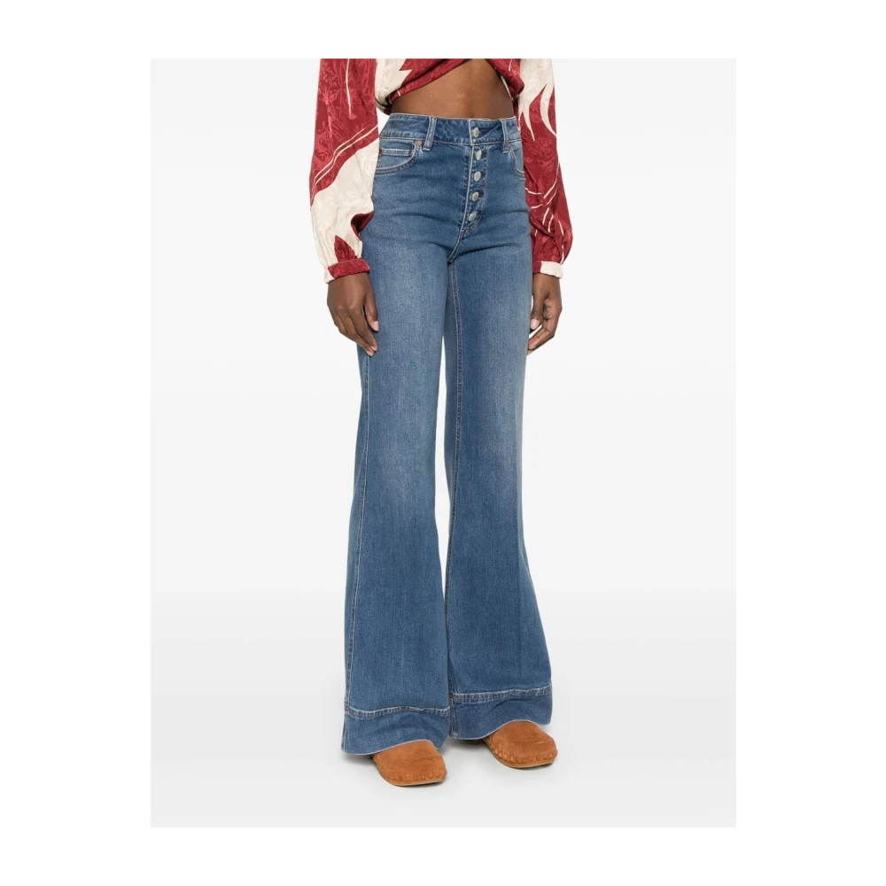 alice + olivia Indigo Blauwe Klassieke Jeans met Contraststiksels Blue Dames