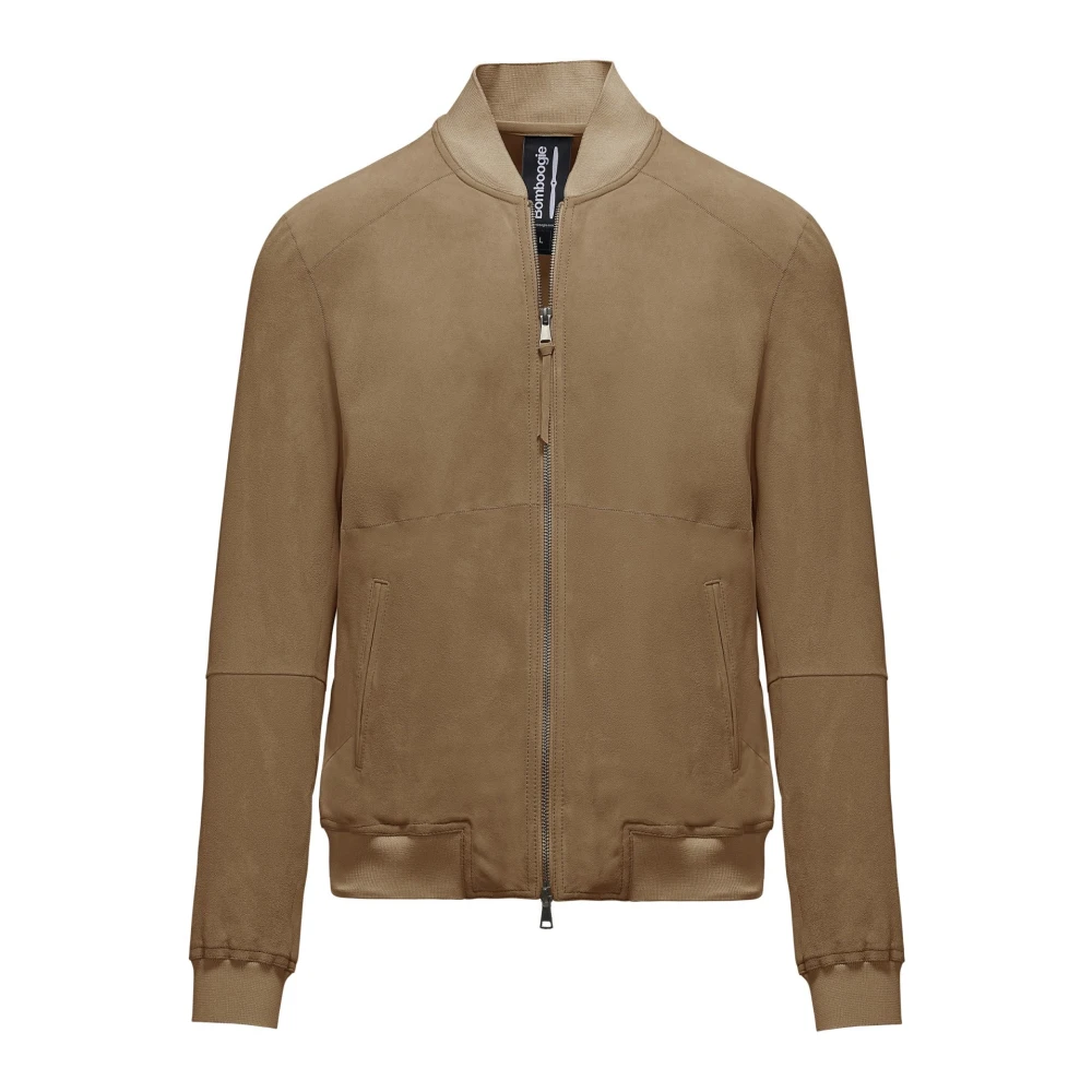 Bomboogie Men's Brown Leather Jackets, M, Rahm Leather Bomber Jacket