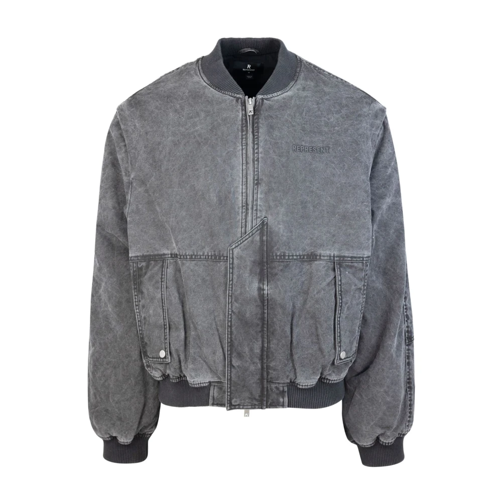 Represent Grijze Bomberjack met Zwarte Mouwen Gray Heren
