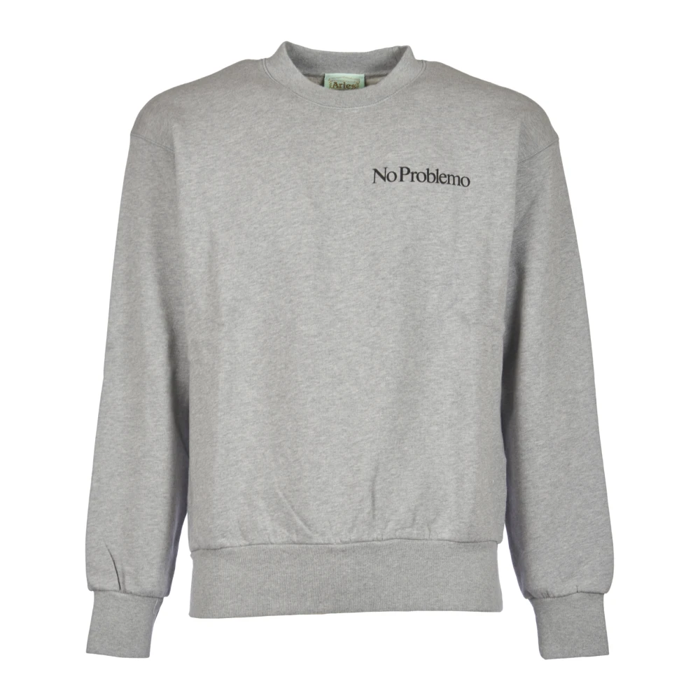 Aries No Problemo Grijze Sweater met Slogan Print Gray Heren
