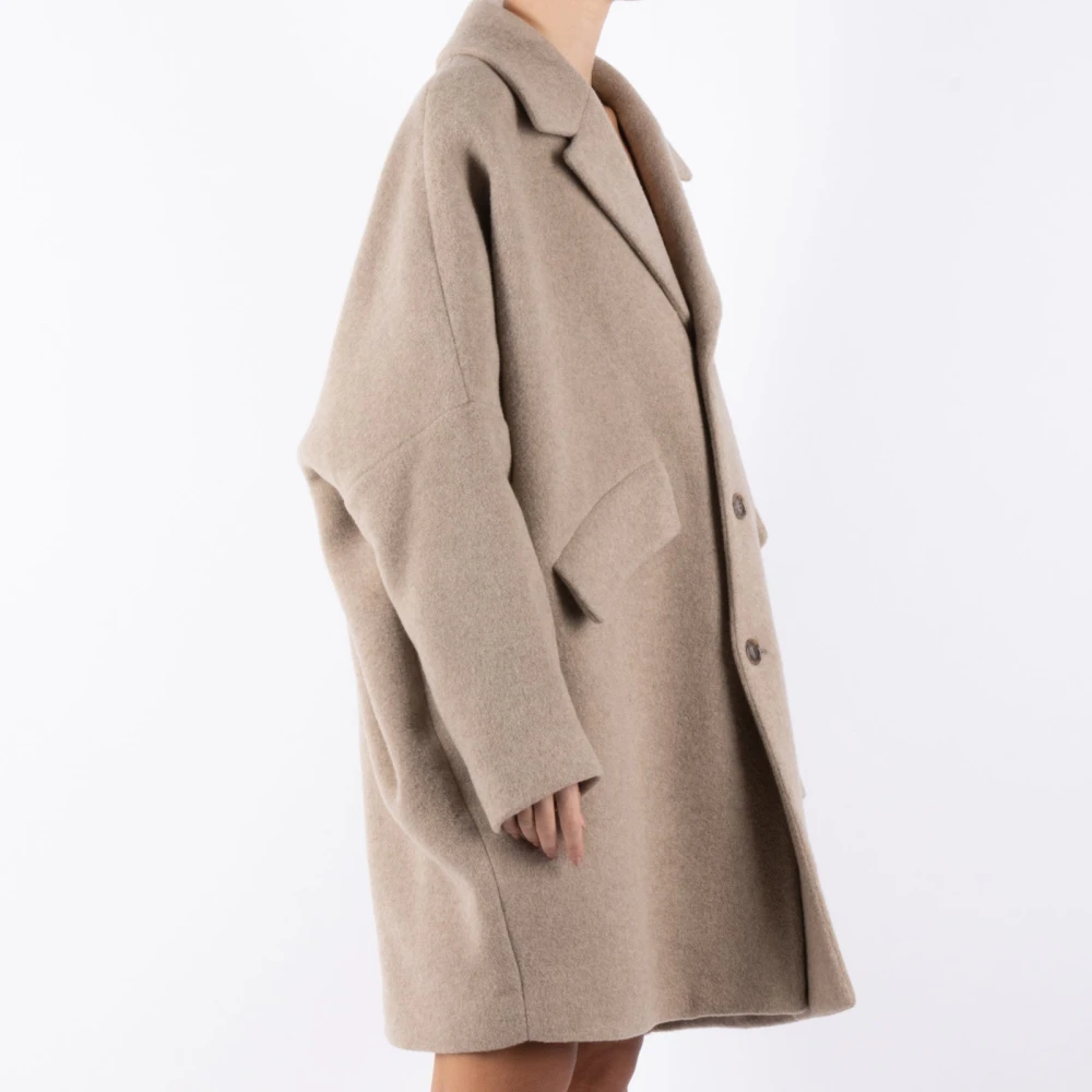 MM6 Maison Margiela Beige Wollen Jas Gray Dames