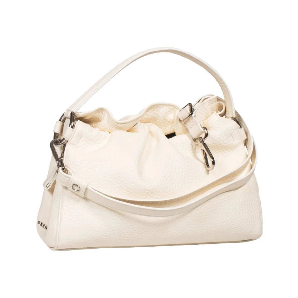 Orciani Puffy Leren Handtas met Schouderband White Dames