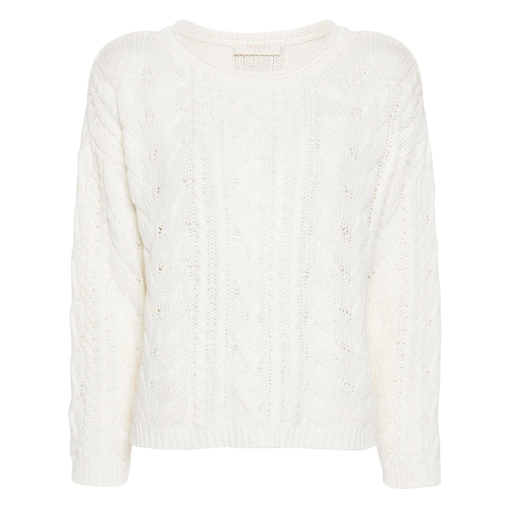 Twinset Blauwe Cable-Knit Sweater Elegant Stijl Blue Dames