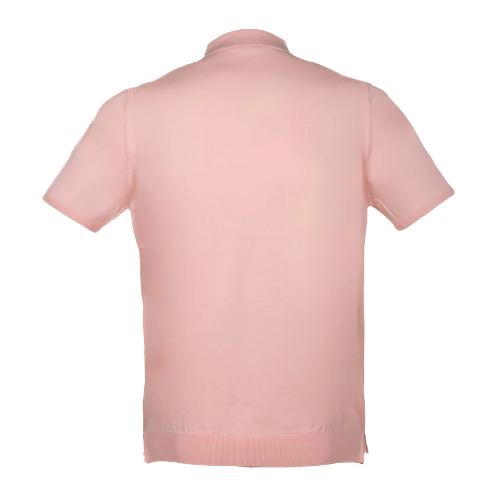 People of Shibuya Roze Katoenen Nito Polo Shirt Pink Heren