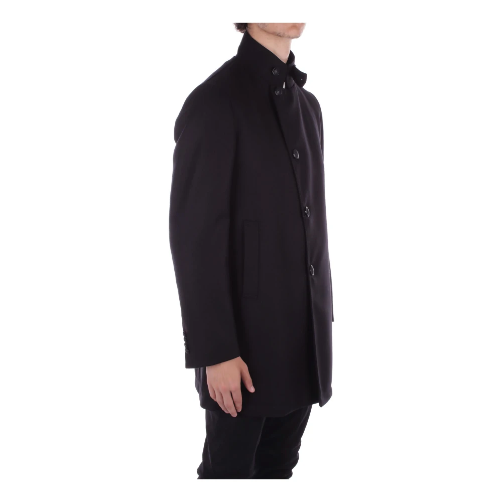Tagliatore Zwarte wollen jas met knoopsluiting Black Heren