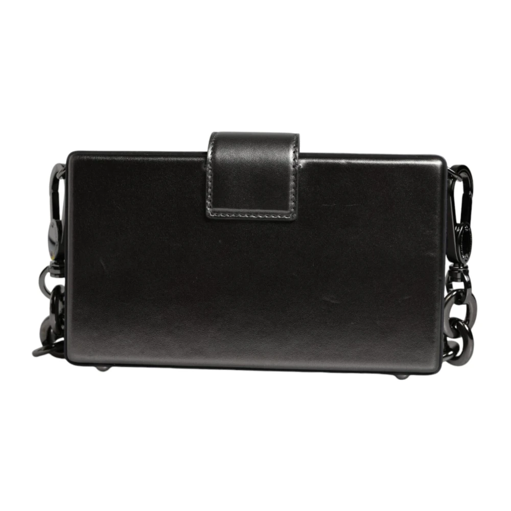 Dolce & Gabbana Metallic Grey Leren Schoudertas met Kettingriem Gray Dames