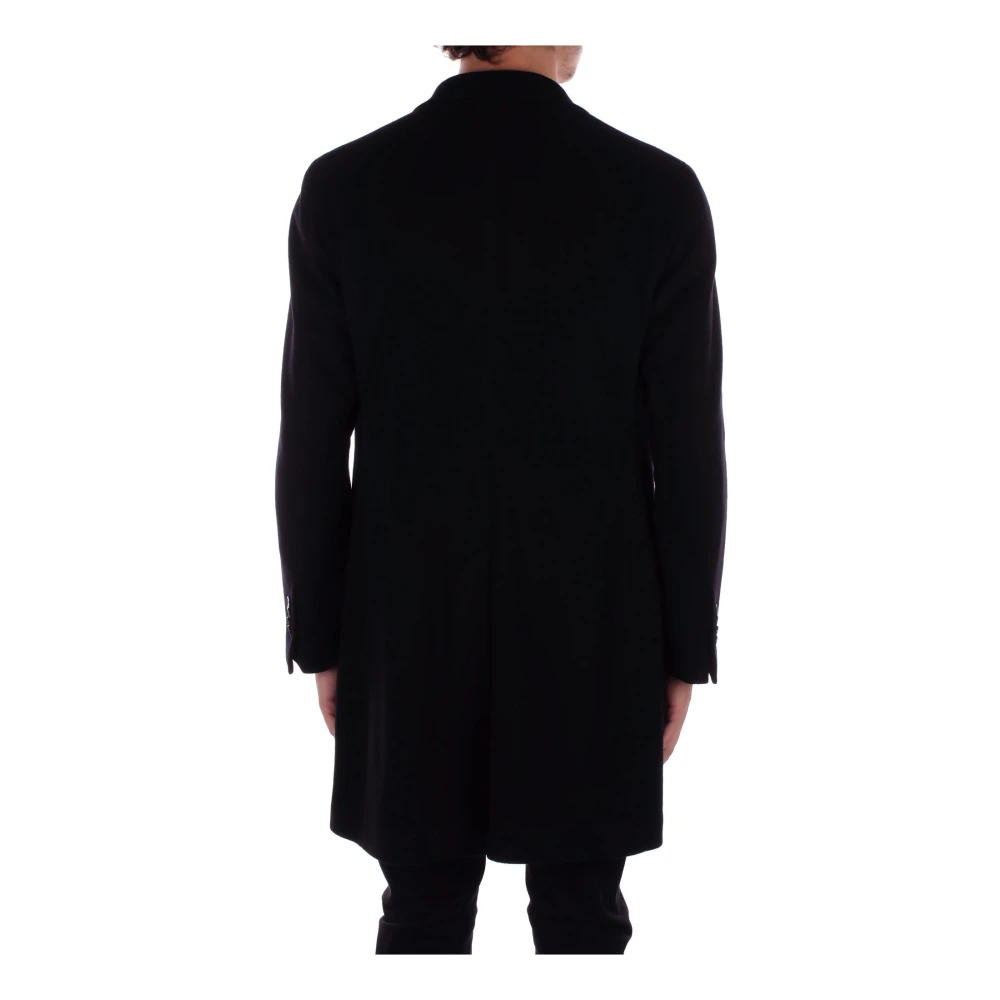 Tagliatore Zwarte Wol Kasjmier Jas Black Heren