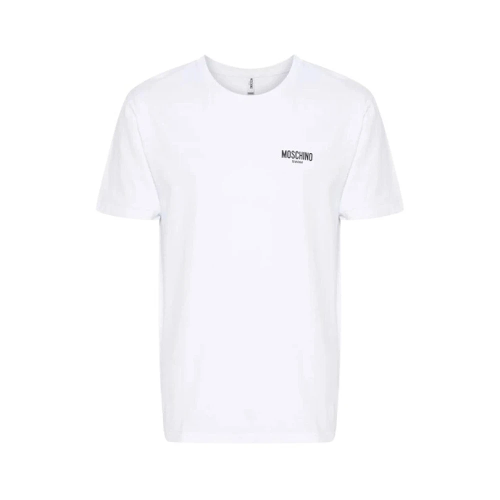 Moschino Wit Logo Katoenen T-shirt White Heren