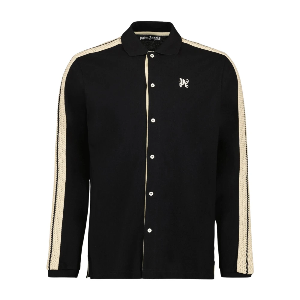 Palm Angels Monogram Shirt Klassiek Lange Mouw Black Heren